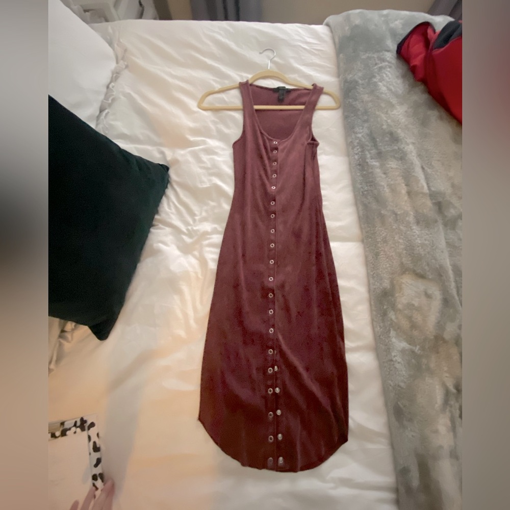 Forever 21 burgundy button down dress